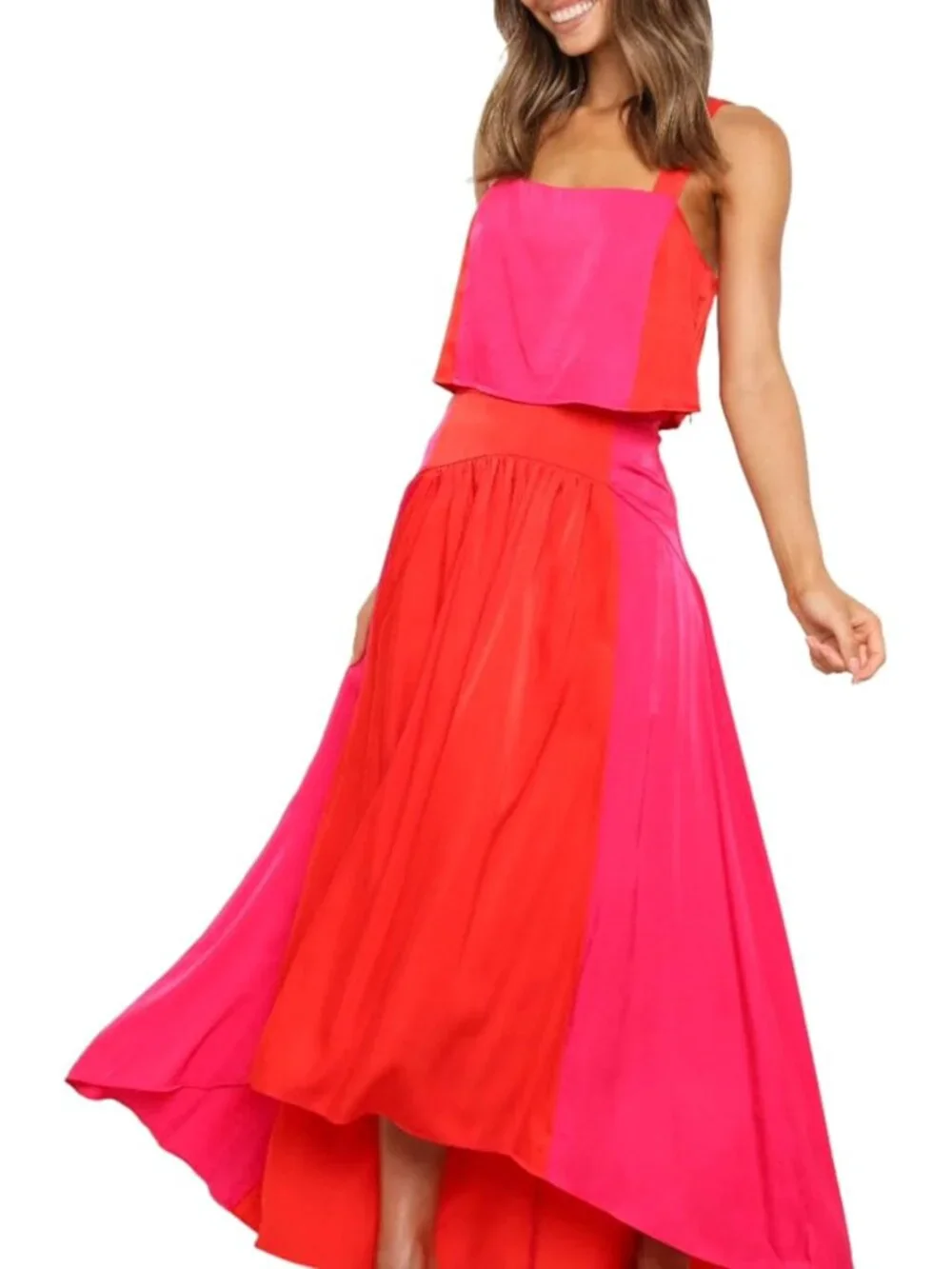 Petal & Pup Lula Color Block Two Piece Skirt Set with Cropped Tank, Sz. M